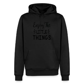 Enjoy the Little Things - Männer Premium Bio Hoodie - Schwarz - Vorne - Nico (187cm)
