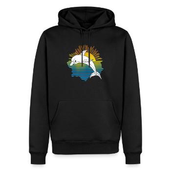 Delfin - Männer Premium Bio Hoodie - Schwarz - Vorne - Nico (187cm)