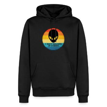 Tête extraterrestre classique - Je ne crois pas aux humains. - Sweat à capuche Premium bio Homme - noir - Devant - Nico (187cm)