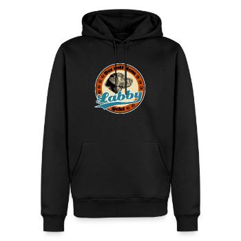 Der mit dem Labby - Männer Premium Bio Hoodie - Schwarz - Vorne - Nico (187cm)