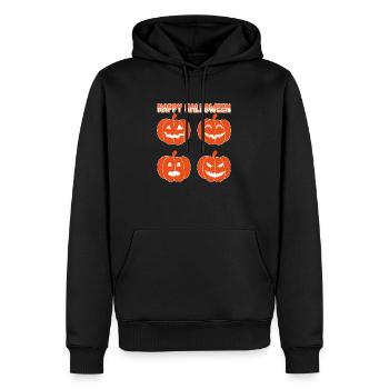 Drôle HAPPY HALLOWEEN Mignon Citrouille Kürbis Sourire - Sweat à capuche Premium bio Homme - noir - Devant - Nico (187cm)