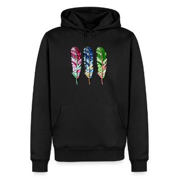 Feder - Männer Premium Bio Hoodie - Schwarz - Vorne - Nico (187cm)