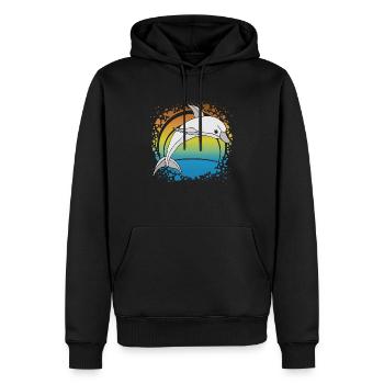 Delfin - Männer Premium Bio Hoodie - Schwarz - Vorne - Nico (187cm)