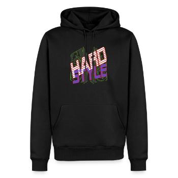 Hardstyle mit Lautsprechern - Männer Premium Bio Hoodie - Schwarz - Vorne - Nico (187cm)