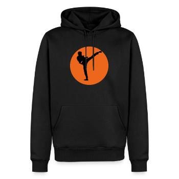 Karate-Tritt - Männer Premium Bio Hoodie - Schwarz - Vorne - Nico (187cm)