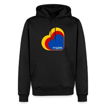 Cœur végétalien rétro - Sweat à capuche Premium bio Homme - noir - Devant - Nico (187cm)
