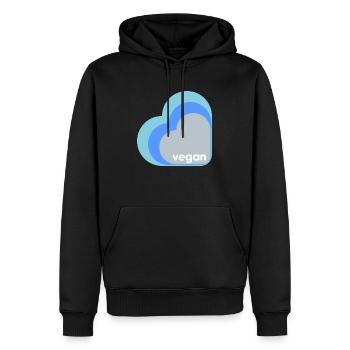 Blue vegan heart - Men’s Premium Organic Hoodie - black - Front - Nico (187cm)