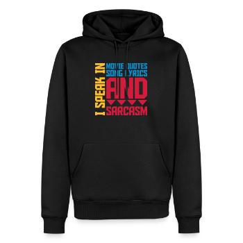 speak lyrics and sarcasm - Männer Premium Bio Hoodie - Schwarz - Vorne - Nico (187cm)