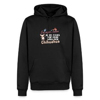 Idée cadeau nounou remerciement chien - Sweat à capuche Premium bio Homme - noir - Devant - Nico (187cm)