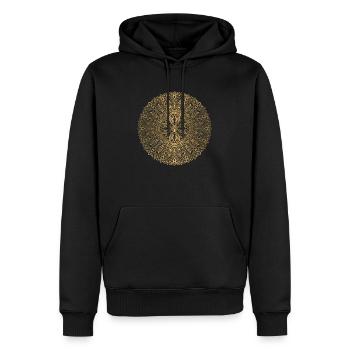 MANDALA 028 - Sweat à capuche Premium bio Homme - noir - Devant - Nico (187cm)