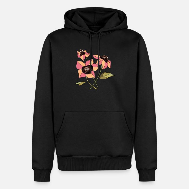 Fleur - Sweat à capuche Premium bio Homme - noir