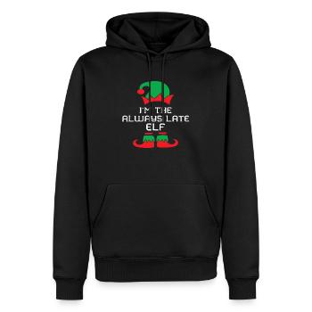 Je suis le Noël elfe toujours en retard - Sweat à capuche Premium bio Homme - noir - Devant - Nico (187cm)