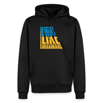 fight like ukrainians Zitat - Männer Premium Bio Hoodie - Schwarz - Vorne - Nico (187cm)