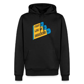 fight like ukrainians Zitat - Männer Premium Bio Hoodie - Schwarz - Vorne - Nico (187cm)
