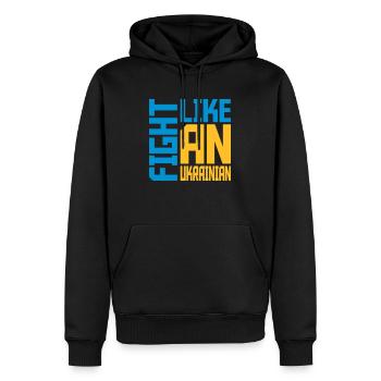 fight like ukrainians Zitat - Männer Premium Bio Hoodie - Schwarz - Vorne - Nico (187cm)