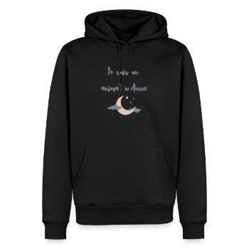 Je suis un animal nocturne - Sweat à capuche Premium bio Homme - noir - Devant - Nico (187cm)