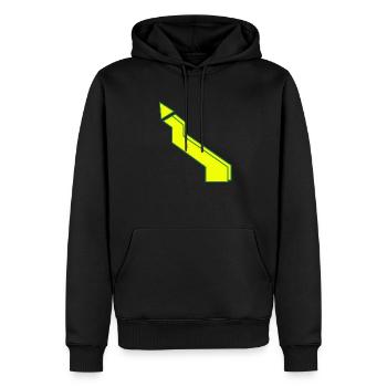 Blitz gelb - Männer Premium Bio Hoodie - Schwarz - Vorne - Nico (187cm)