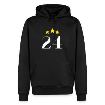 24e anniversaire étoilé - Sweat à capuche Premium bio Homme - noir - Devant - Nico (187cm)