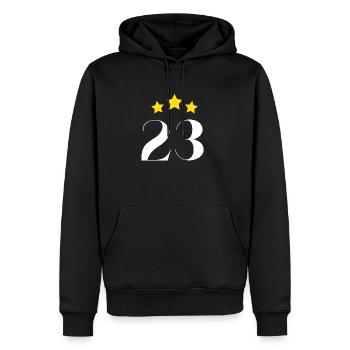 23e anniversaire étoilé - Sweat à capuche Premium bio Homme - noir - Devant - Nico (187cm)