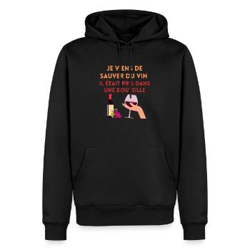 Vin est le sang du soleil - Sweat à capuche Premium bio Homme - noir - Devant - Nico (187cm)