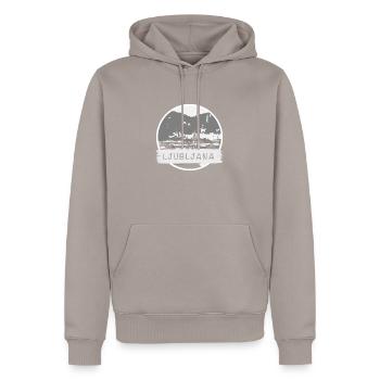 Ville de Ljubljana - Sweat à capuche Premium bio Homme - taupe - Devant - Nico (187cm)