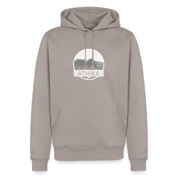 Athens City - Men’s Premium Organic Hoodie - taupe - Front - Nico (187cm)