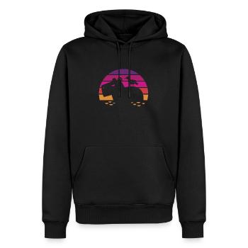 Hippopotamus - Sunset - Flusspferd - Nilpferd - Männer Premium Bio Hoodie - Schwarz - Vorne - Nico (187cm)