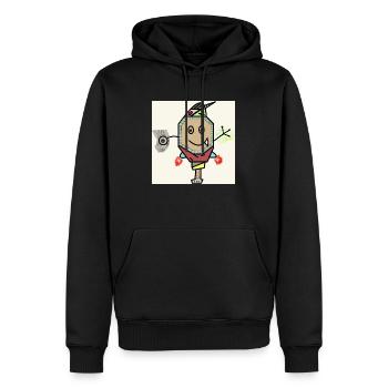 6048E553 C6A1 4FCC 9328 AEFAA78A1FDA - Männer Premium Bio Hoodie - Schwarz - Vorne - Nico (187cm)