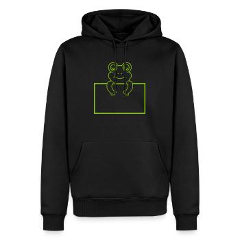 Schild zeigen Comic Frosch - Männer Premium Bio Hoodie - Schwarz - Vorne - Nico (187cm)