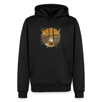 Cerf - Sweat à capuche Premium bio Homme - noir - Devant - Nico (187cm)