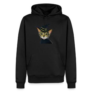 Halloween Hexe Katze süß Gespenst okkult Katzen - Männer Premium Bio Hoodie - Schwarz - Vorne - Nico (187cm)