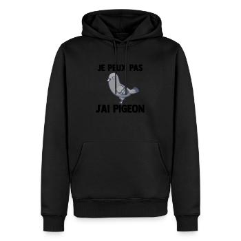 Je peux pas j'ai Pigeon - Sweat à capuche Premium bio Homme - noir - Devant - Nico (187cm)