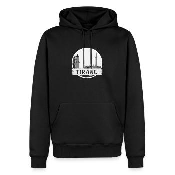 Tirana City - Männer Premium Bio Hoodie - Schwarz - Vorne - Nico (187cm)