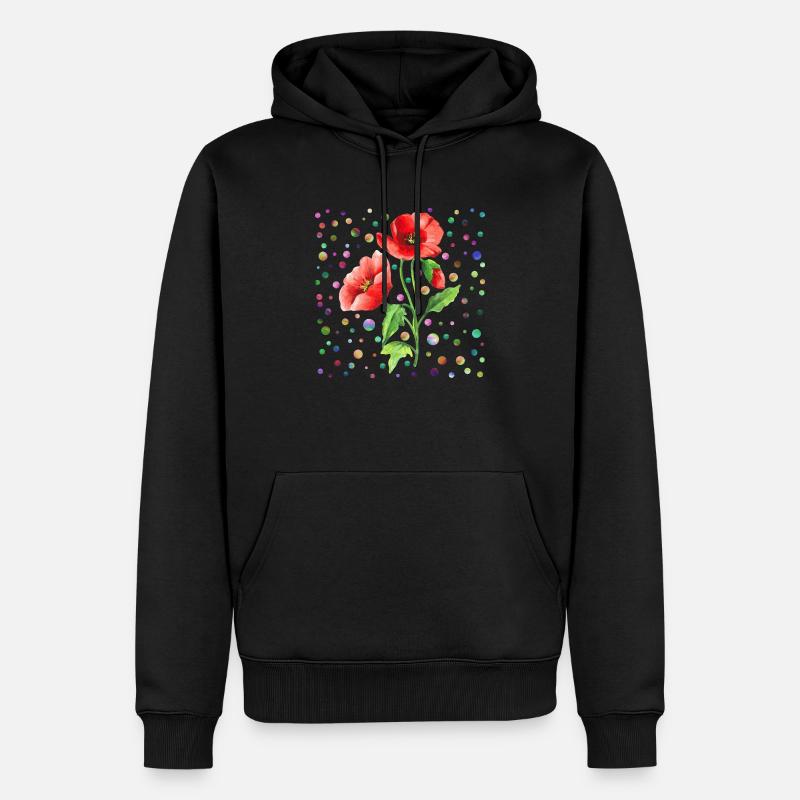 Fleur - Sweat à capuche Premium bio Homme - noir