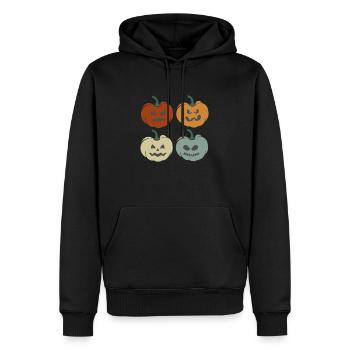 Halloween Kürbisse in verschiedenen Farben - Männer Premium Bio Hoodie - Schwarz - Vorne - Nico (187cm)
