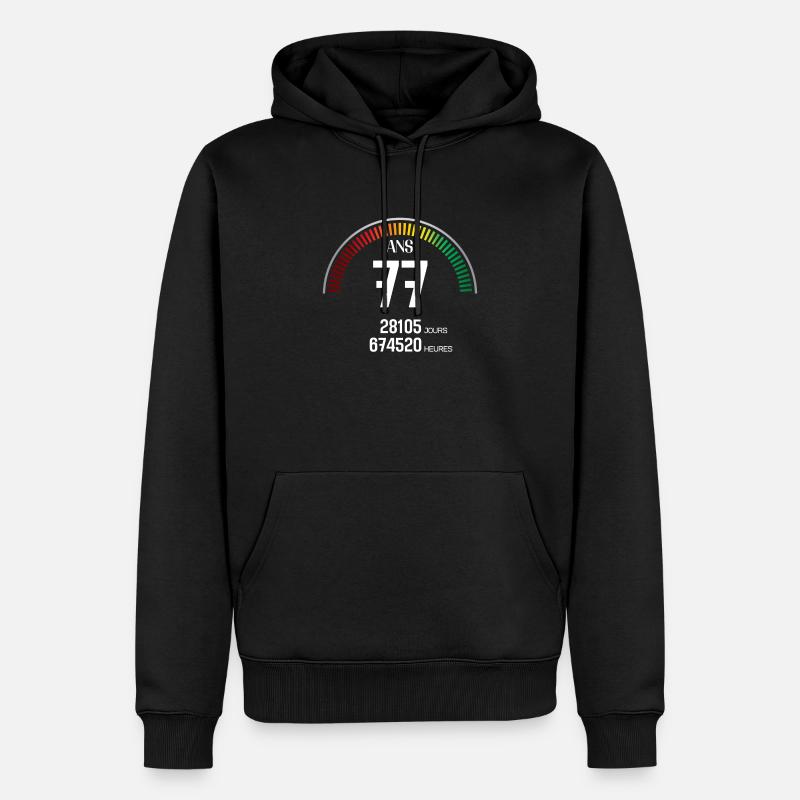 Anniversaire 77 ans Compteur - Sweat à capuche Premium bio Homme - noir