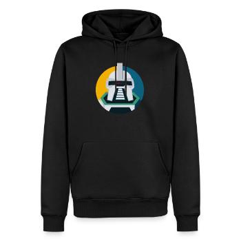Galaktische Roboterträume - Männer Premium Bio Hoodie - Schwarz - Vorne - Nico (187cm)