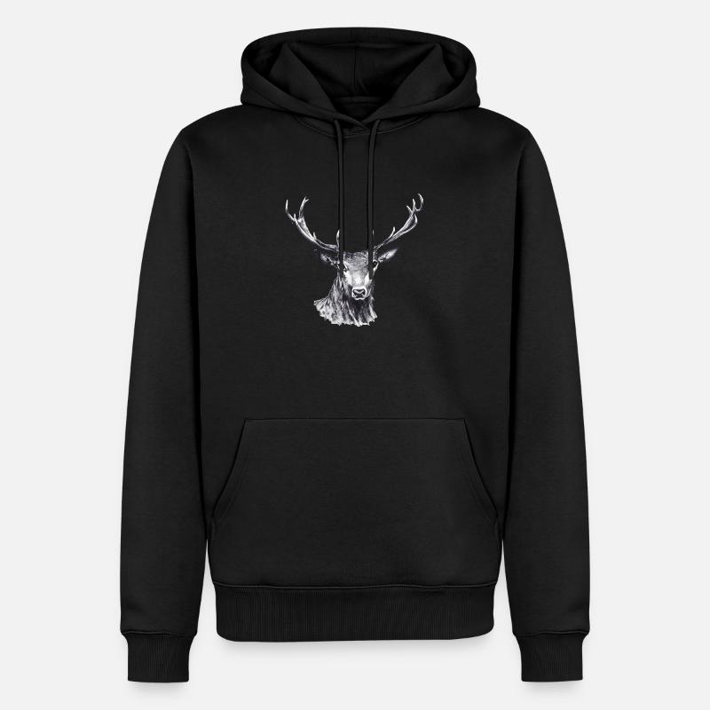 Cerf - Sweat à capuche Premium bio Homme - noir