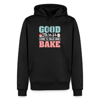 Good Things Come Tho Those Who Bake Cookie Pies - Männer Premium Bio Hoodie - Schwarz - Vorne - Nico (187cm)