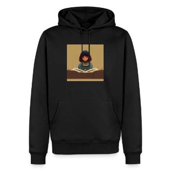 Mädchen liest ein Buch - Männer Premium Bio Hoodie - Schwarz - Vorne - Nico (187cm)