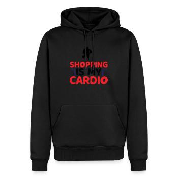 Shopping is my Cardio - Männer Premium Bio Hoodie - Schwarz - Vorne - Nico (187cm)