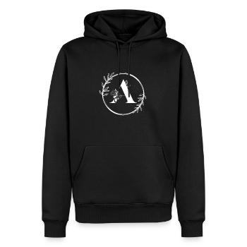 Lettre A Florale - Sweat à capuche Premium bio Homme - noir - Devant - Nico (187cm)
