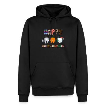 Happy Hallothanksmas - Sweat à capuche Premium bio Homme - noir - Devant - Nico (187cm)