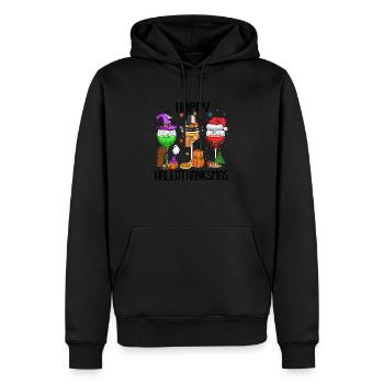 Happy Hallothanksmas - Sweat à capuche Premium bio Homme - noir - Devant - Nico (187cm)