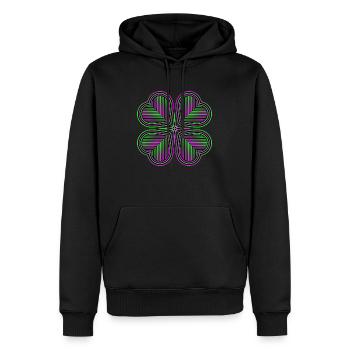 Vierblättriges Kleeblatt der Herzen - 2 - Männer Premium Bio Hoodie - Schwarz - Vorne - Nico (187cm)