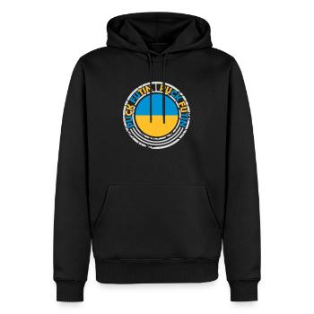 puck futin Logo Design - Männer Premium Bio Hoodie - Schwarz - Vorne - Nico (187cm)