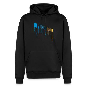 puck futin Logo Design - Männer Premium Bio Hoodie - Schwarz - Vorne - Nico (187cm)