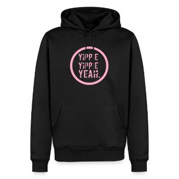 YIPPIE YIPPIE YEAH - Brand NEW Original Design : ) - Männer Premium Bio Hoodie - Schwarz - Vorne - Nico (187cm)