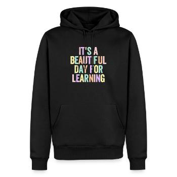 It's a beautiful day for learning - Men’s Premium Organic Hoodie - black - Front - Nico (187cm)