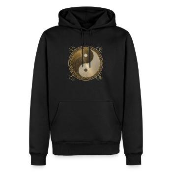 golden Dragon Yin Yang flower of live sun energy - Männer Premium Bio Hoodie - Schwarz - Vorne - Nico (187cm)